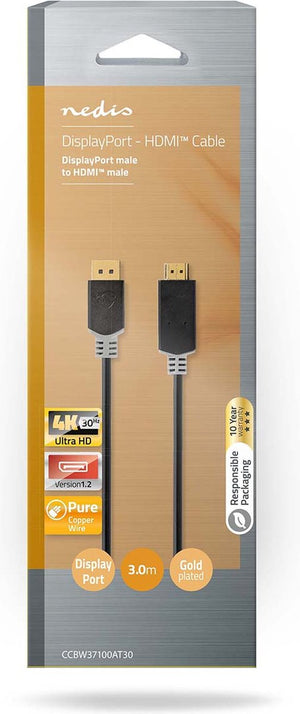 DisplayPort (Man) naar HDMI 3 meter