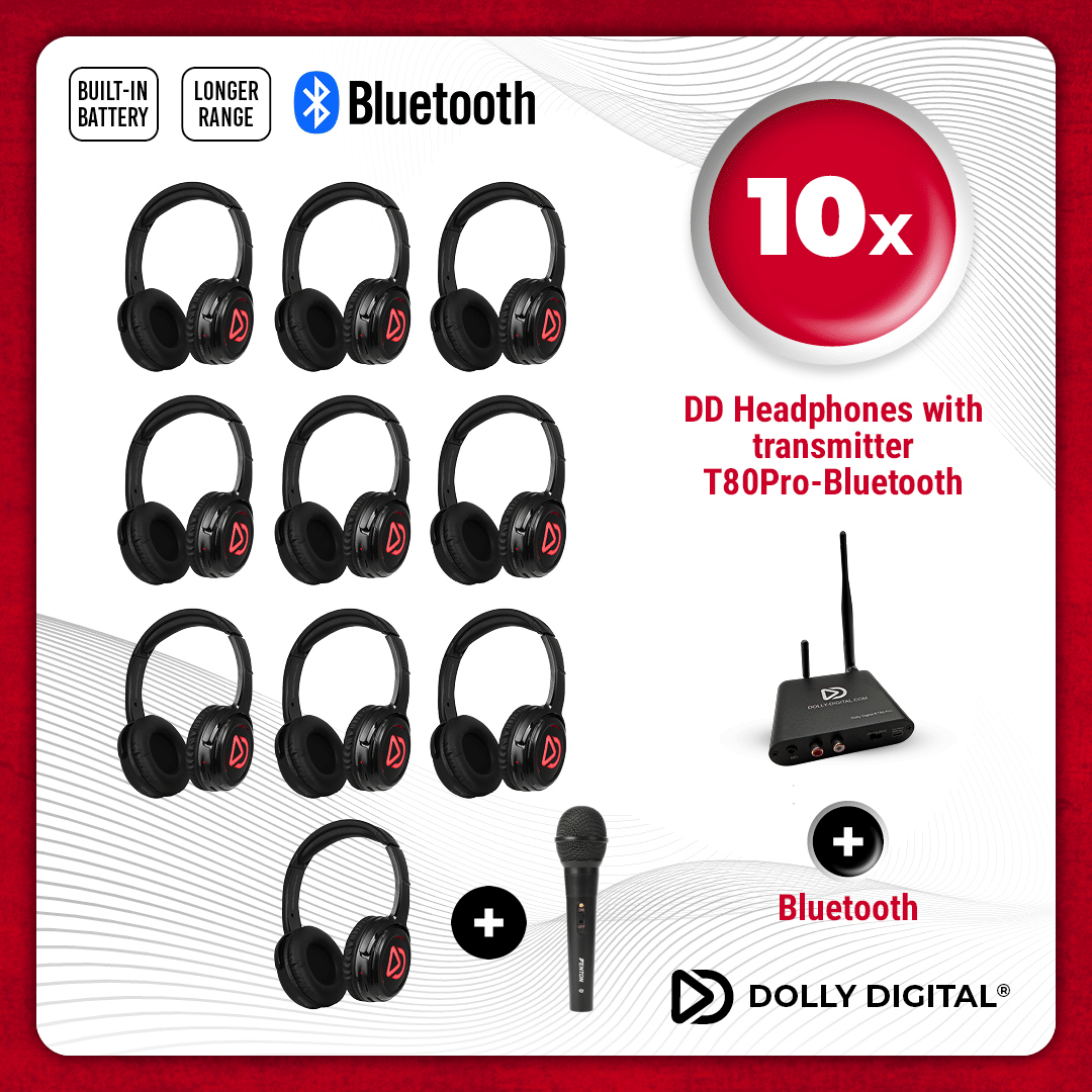 Karaoke Silent Disco set met 10 DD koptelefoons en Bluetooth zender