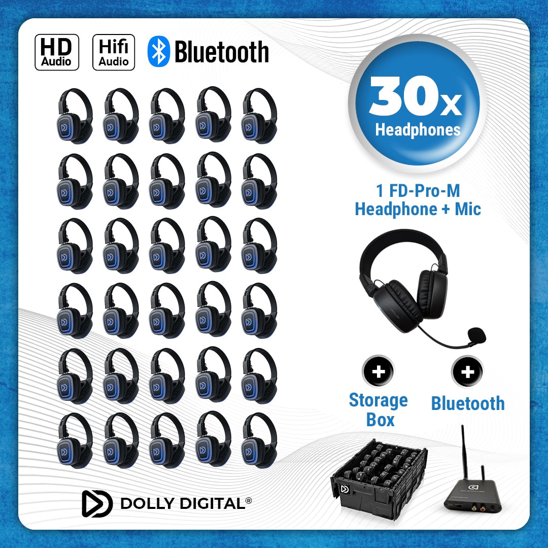 Pro Box FD-30 + 1x Microfoon + Bluetooth. Premium Silent Disco pro kit met storage box